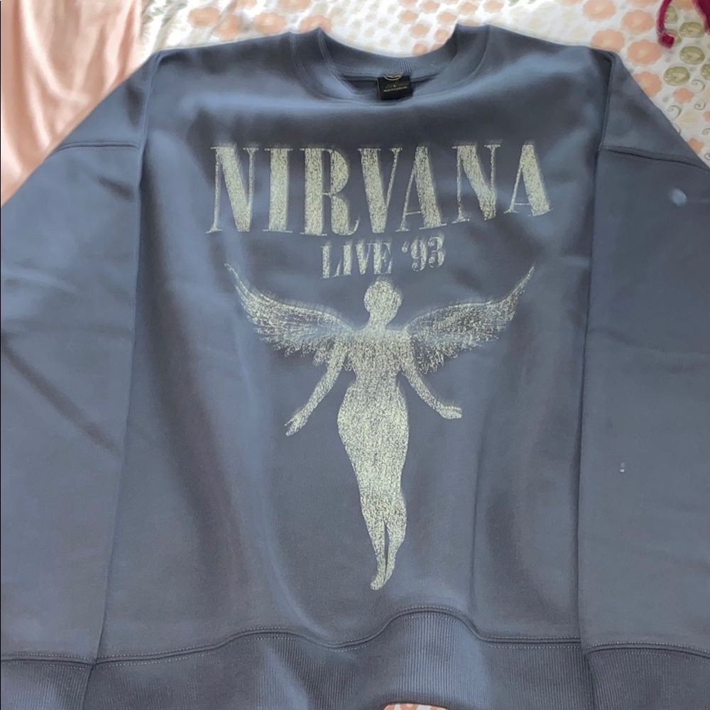 NIRVANA Gray Oversized Long Sleeve Sweatshirt